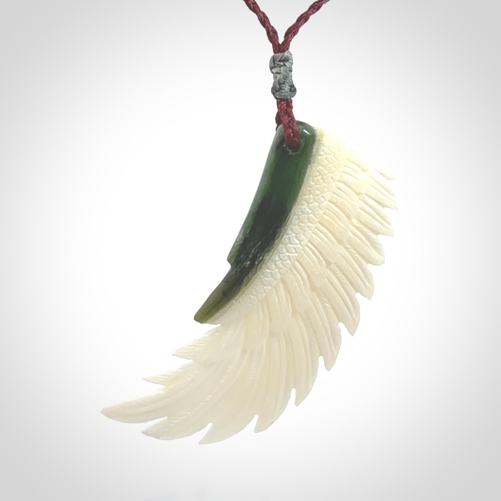 Beautiful Bone and Jade wing pendant
