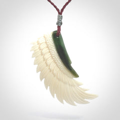 Beautiful Bone and Jade wing pendant