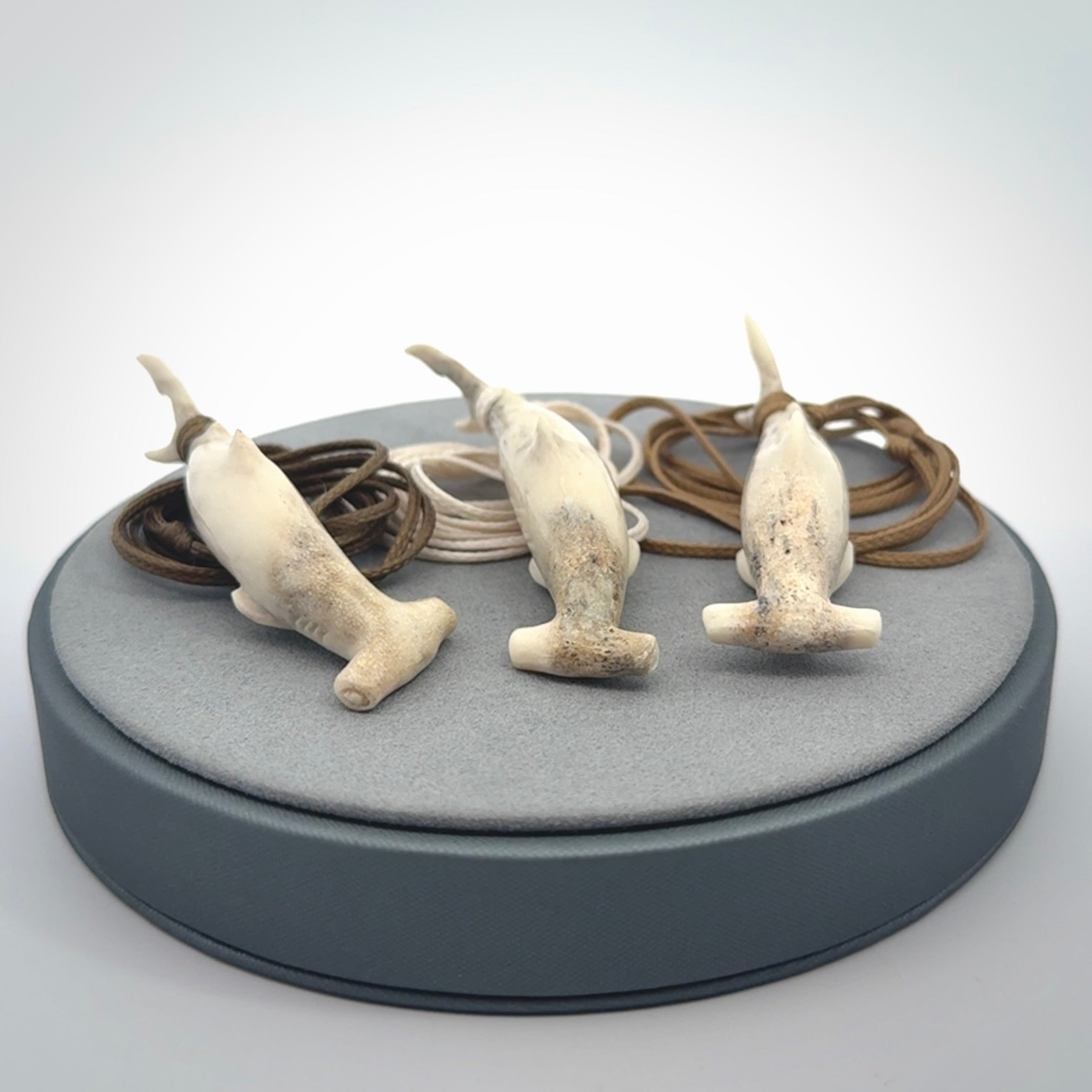Wonderful Hammerhead Shark Pendants, Hand carved in deer antler