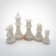 Hand carved white jade chess pieces
