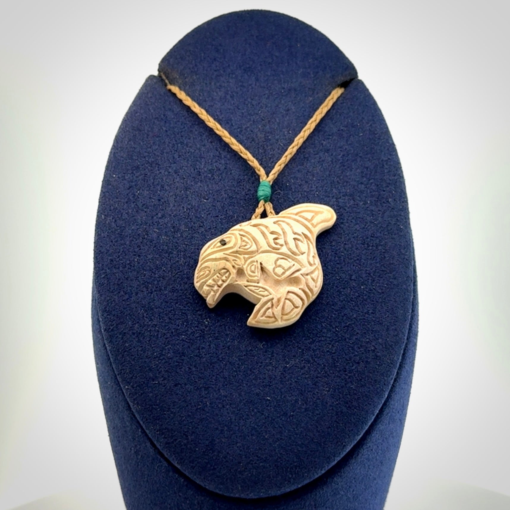 Hand carved woolly mammoth tusk pendant