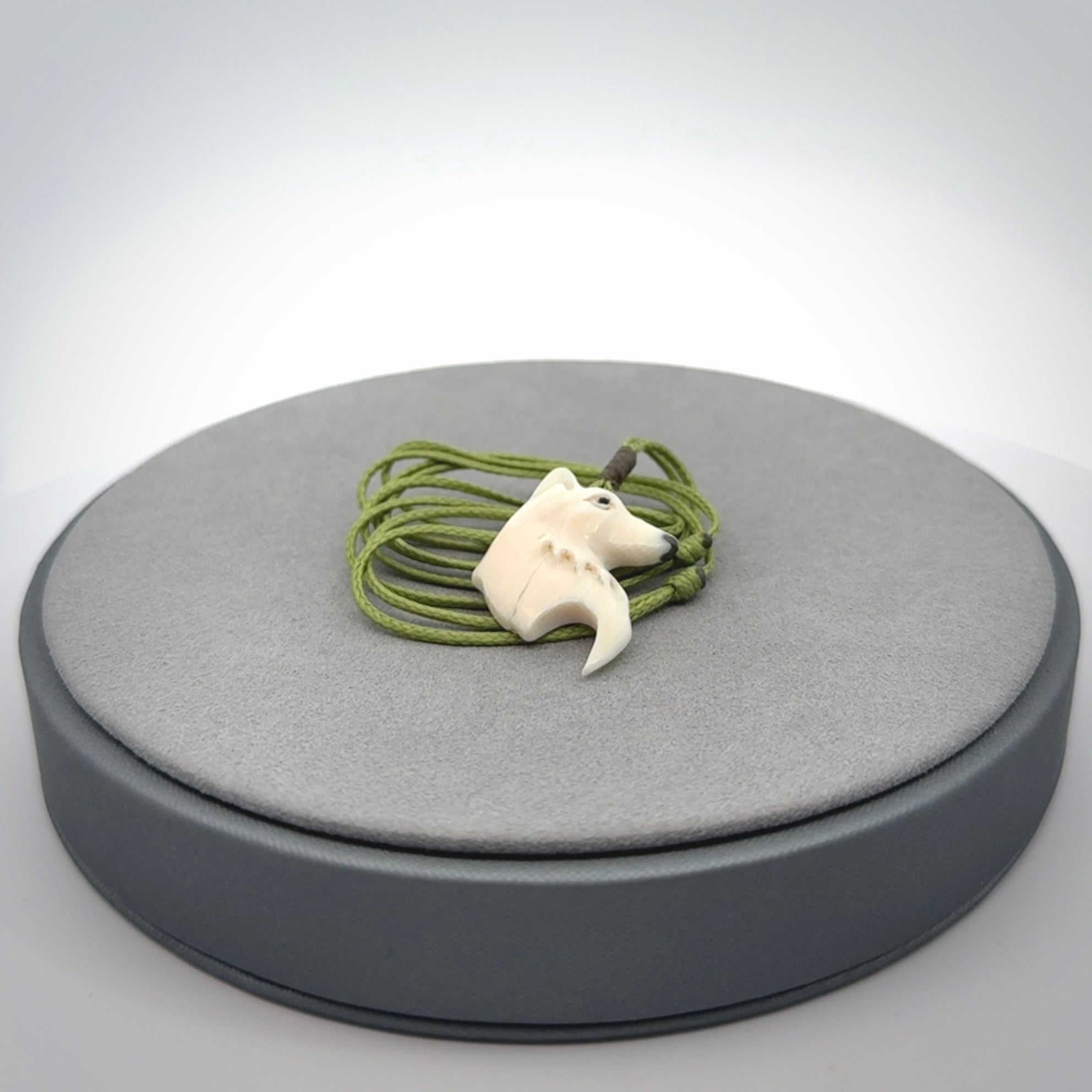 A Beautiful Small Mammoth Tusk wolf Pendant