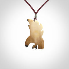 Hand Carved Woolly Mammoth Tusk bird pendant