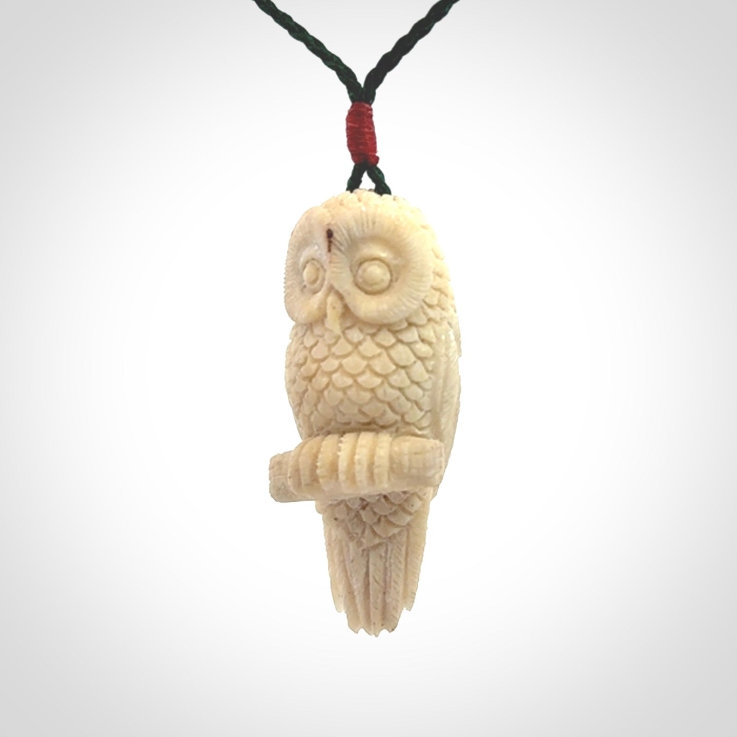 Hand Carved Deer Antler Owl Pendant