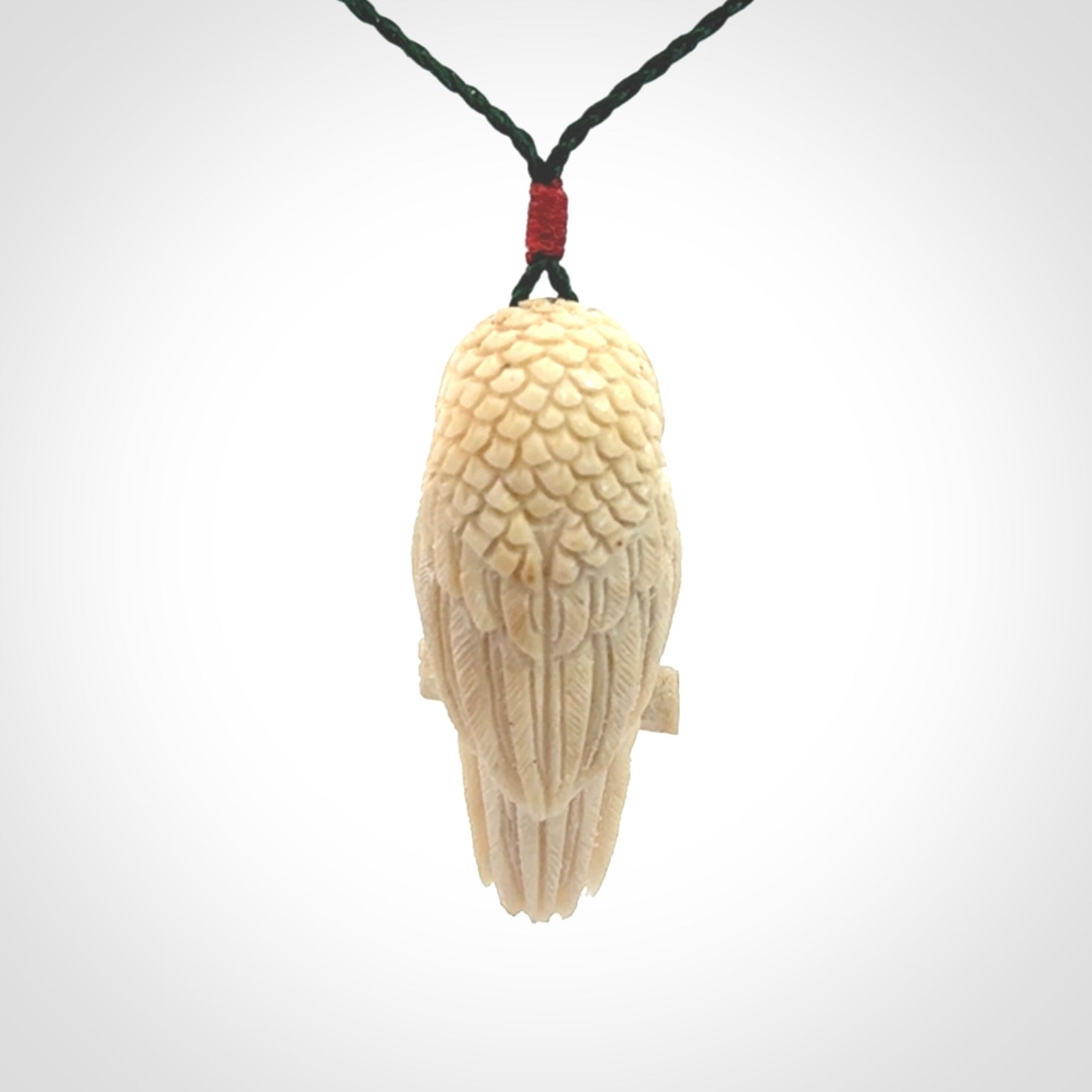 Hand Carved Deer Antler Owl Pendant