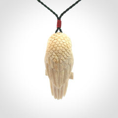 Hand Carved Deer Antler Owl Pendant