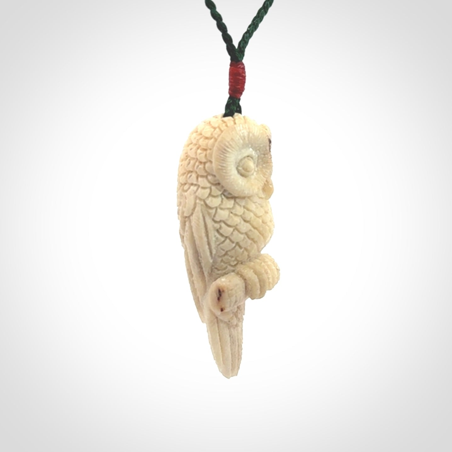 Hand Carved Deer Antler Owl Pendant
