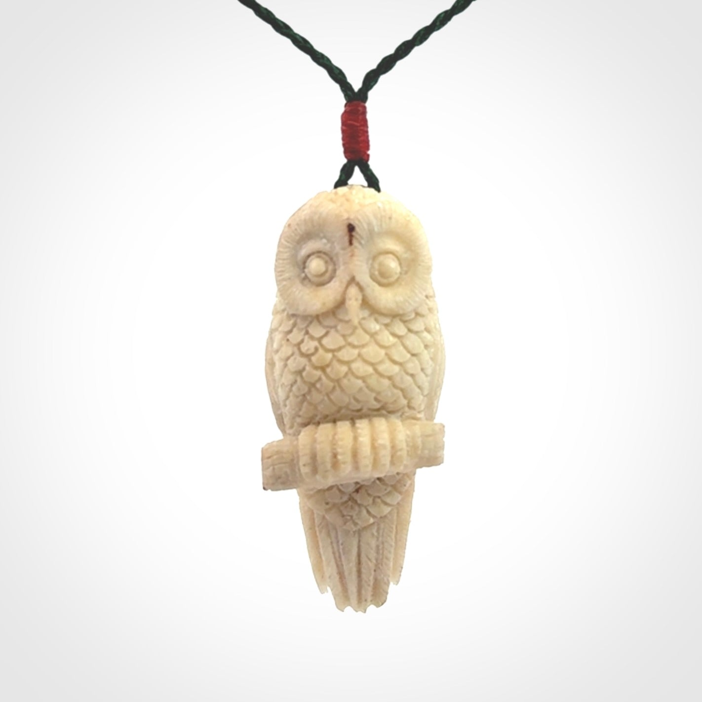 Hand Carved Deer Antler Owl Pendant