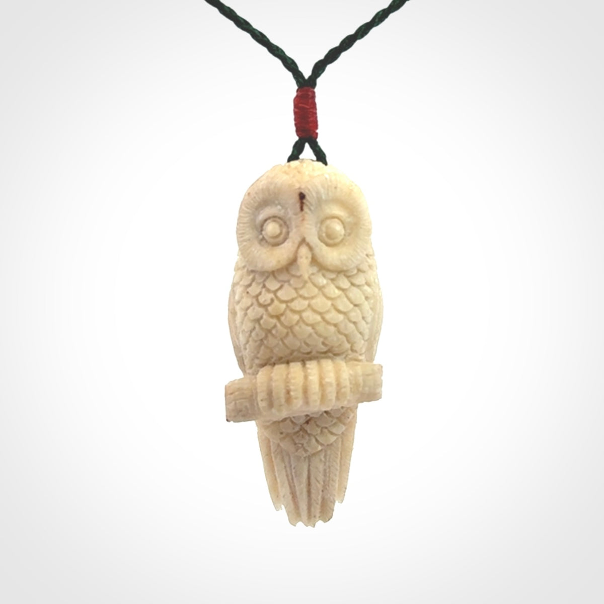 Hand Carved Deer Antler Owl Pendant