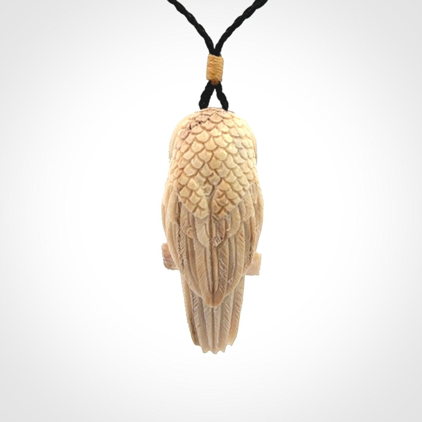Hand Carved Deer Antler Owl Pendant