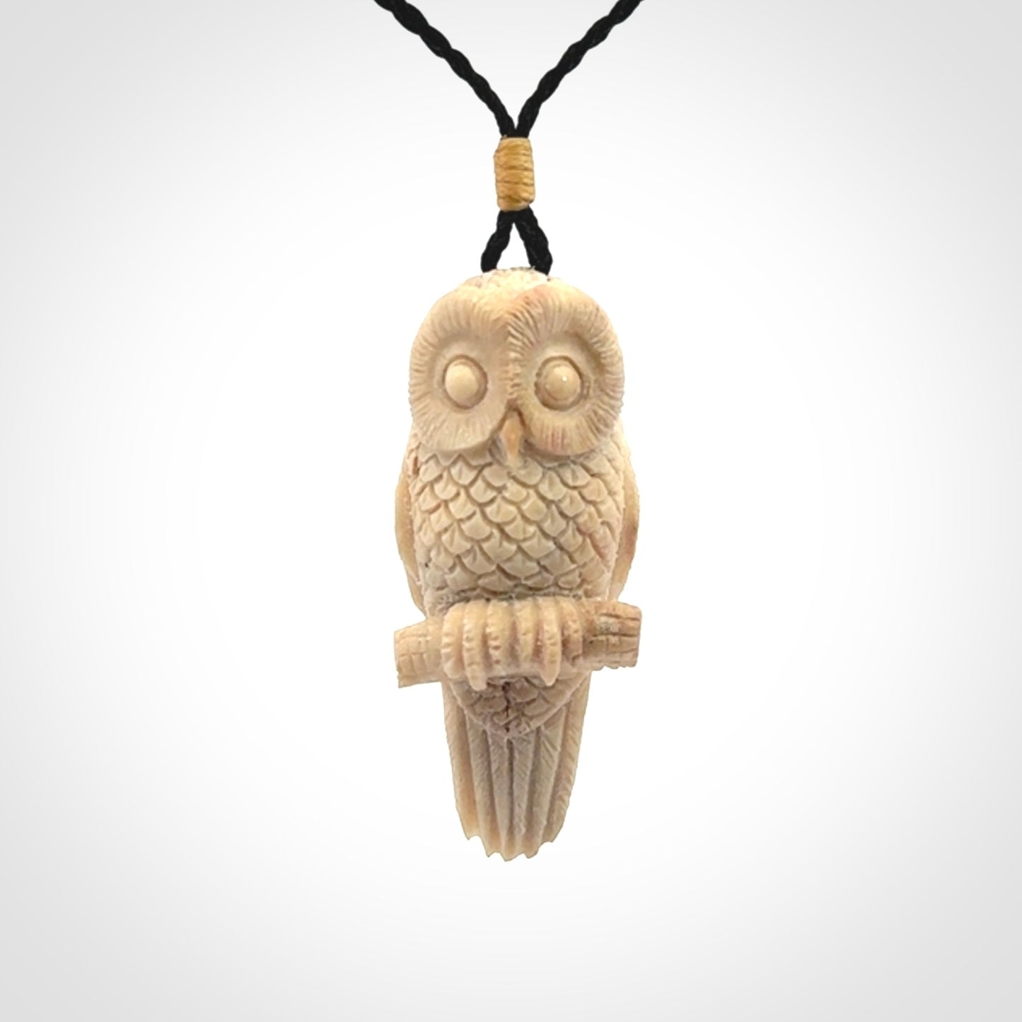 Hand Carved Deer Antler Owl Pendant