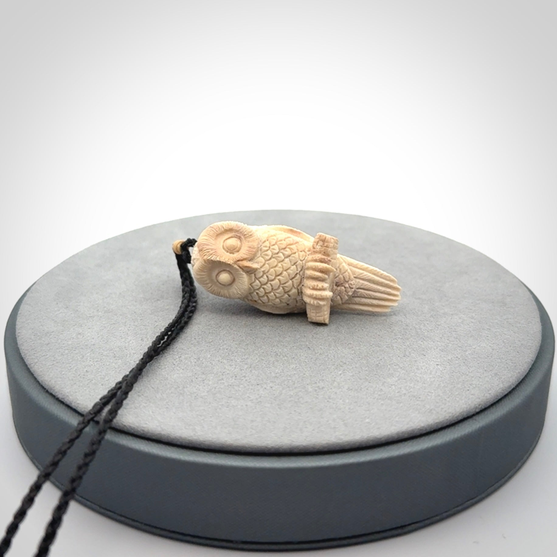 Hand Carved Deer Antler Owl Pendant