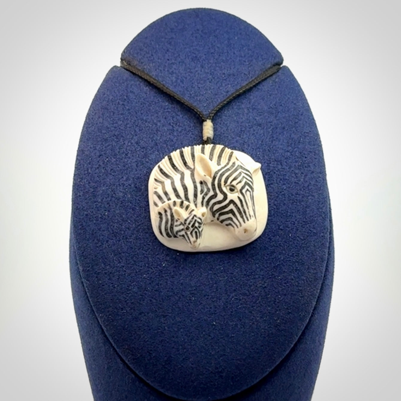 Hand carved Woolly Mammoth Tusk Zebra pendant