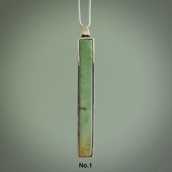 Hand carved New Zealand jade drop pendants with Sterling Silver. Contemporary drop necklaces that are hand made and will make fashionable statements around your neck. These beautiful Jade drops are in a sterling silver encasing. For sale by NZ Pacific and shipped free worldwide.