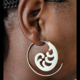 Hand carved earrings made from bone with sterling silver. NZ Pacific earrings for sale online.