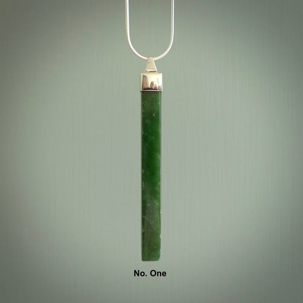 Hand carved New Zealand jade drop pendants with Sterling Silver. Contemporary drop necklaces that are hand made and will make fashionable statements around your neck. These beautiful Jade drops are with a sterling silver cap. For sale by NZ Pacific and shipped free worldwide.