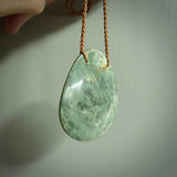 New Zealand jade drop pendant. Hand carved in New Zealand by Darren Hill, jade artist, for NZ Pacific.