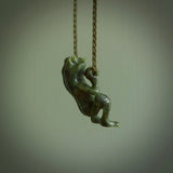 Hand carved frog pendant. Carved in nephrite jade by NZ Pacific. Real jade necklaces and pendants for sale online.