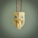 Hand carved Wheku pendant. Carved from woolly mammoth ivory by NZ Pacific. Hand crafted Mammoth tusk jewellery for sale online.