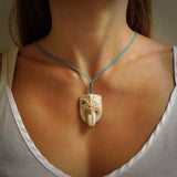 Hand carved Wheku pendant. Carved from deer antler by NZ Pacific. Hand crafted bone jewellery for sale online.