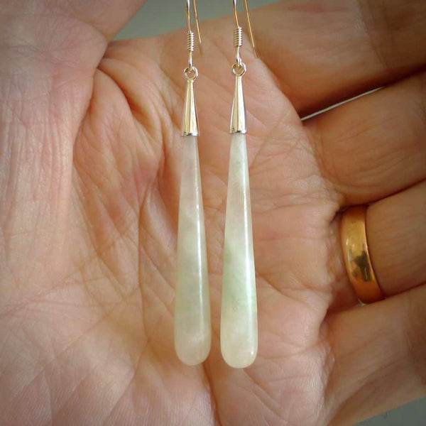 Hand carved Jadeite Earrings. Made by NZ Pacific and for sale online. Exotic, Hand made Jewellery made in New Zealand.