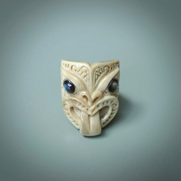 Hand carved deer antler rings. Bone rings handcarved in a traditional Māori design. Hand made jewellery for sale online. Wheku ring carved in bone.