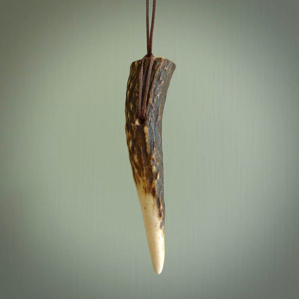Hand carved crab pendant, carved for us by Fumio Noguchi. This piece is carved from deer antler, bone and is a fantastic depiction of a crab. One only necklace for sale.