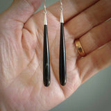Hand carved Black Jade&nbsp;Earrings. Made by NZ Pacific and for sale online. Exotic, Hand made Jewellery made in New Zealand.