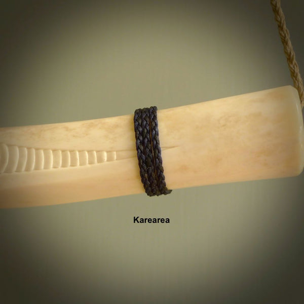 This shows a picture of our Karearea hand plaited necklace cord.
