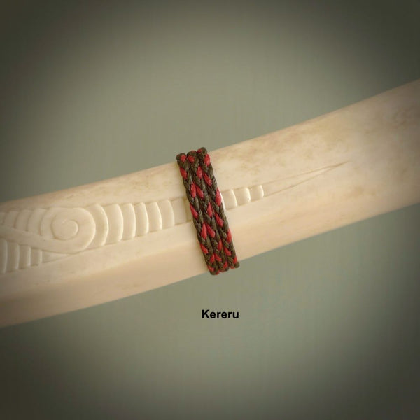 This shows a picture of our Kereru hand plaited necklace cord.