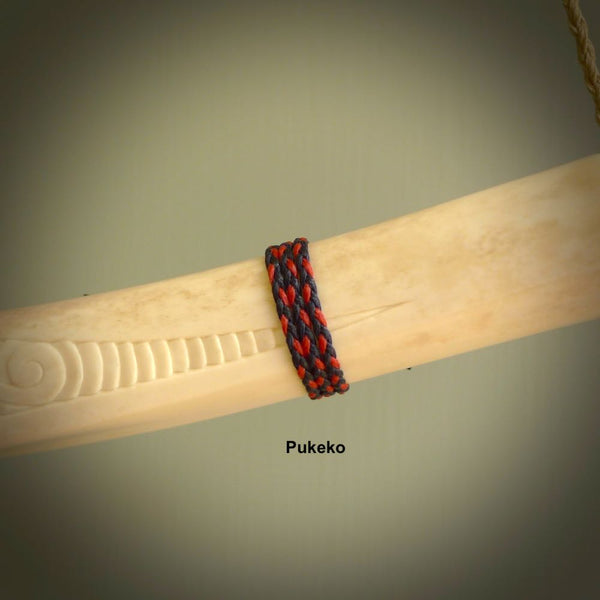 This shows a picture of our Pukeko hand plaited necklace cord.