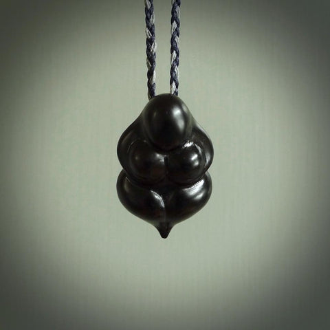 Black jade goddess pendant. Hand carved by NZ Pacific. Jade jewellery for sale online.