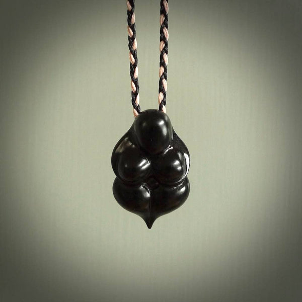 Black jade goddess pendant. Hand carved by NZ Pacific. Jade jewellery for sale online.